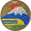 手描き 2020富士山＆ドクターイエローの金色メダル