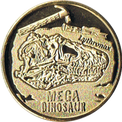 恐竜の化石の金色メダル