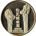 首里城正殿内彫刻の金色メダル