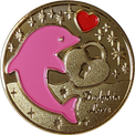 イルカ(ピンク)の金色メダル