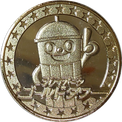 プレイパークゴールドタワーのオリジナルキャラクター「タワー君」の金色メダル